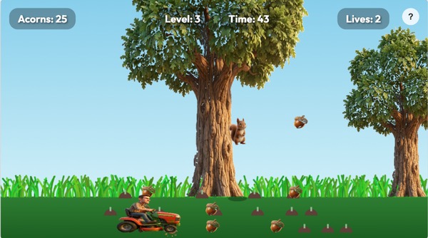 Acorn Madness - Free online arcade game with a squirrel collecting acorns