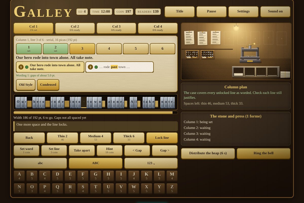 Galley - Free online hand-typesetting and justification puzzle