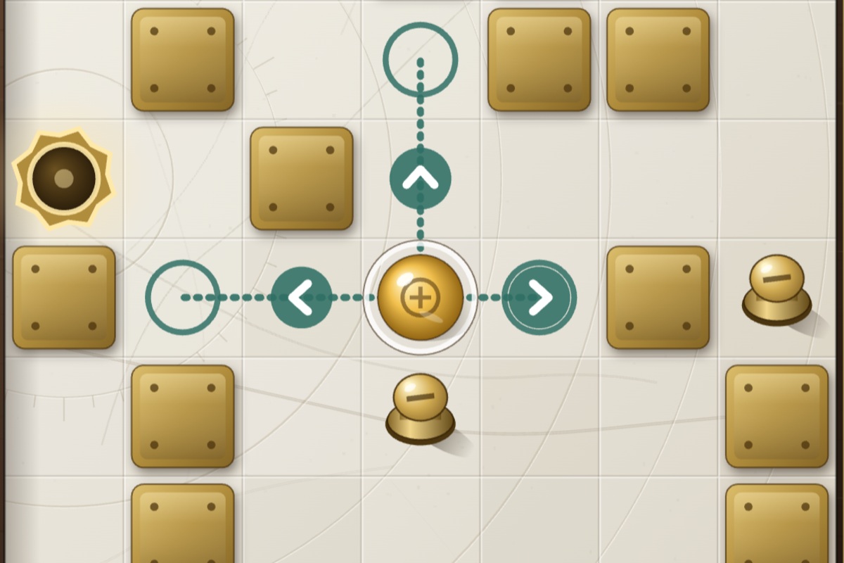 Skitter - Free online brass bead sliding puzzle with a pin budget and a daily board